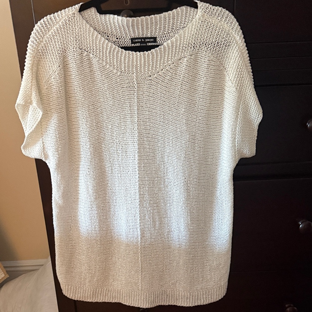 Cable & Gauge White Knit Boat Neck Tunic